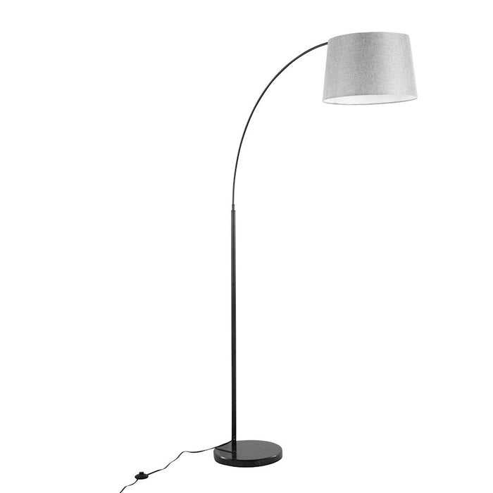 LumiSource March Floor Lamp, Black Marble/Black/Grey Linen - LFL-MARCHBKMGY