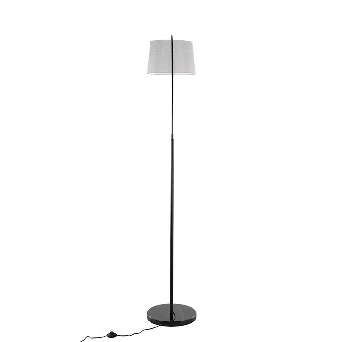 LumiSource March Floor Lamp, Black Marble/Black/Grey Linen