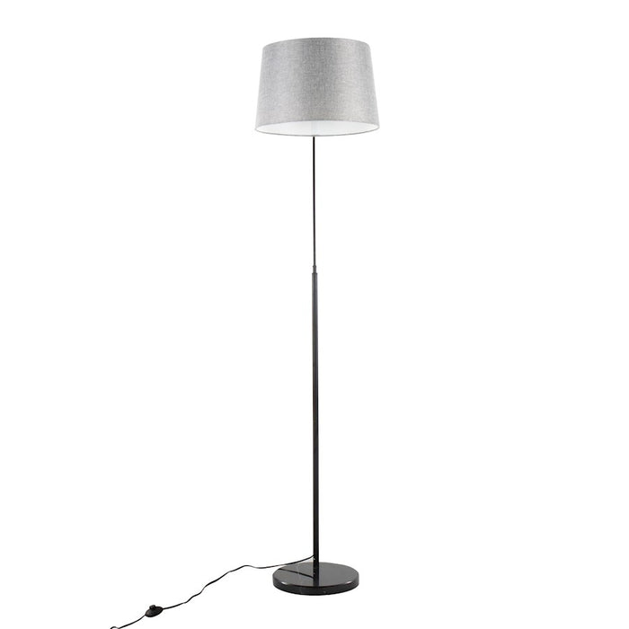 LumiSource March Floor Lamp, Black Marble/Black/Grey Linen