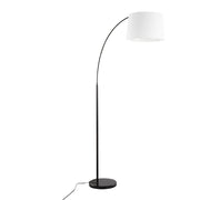 LumiSource March Floor Lamp, Black Marble/Black/White Linen - LFL-MARCHBKMW