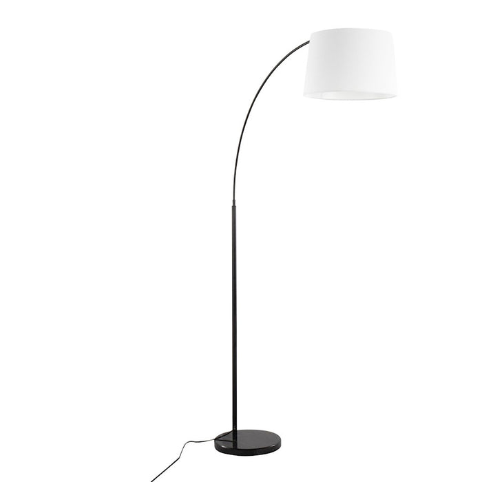 LumiSource March Floor Lamp, Black Marble/Black/White Linen - LFL-MARCHBKMW
