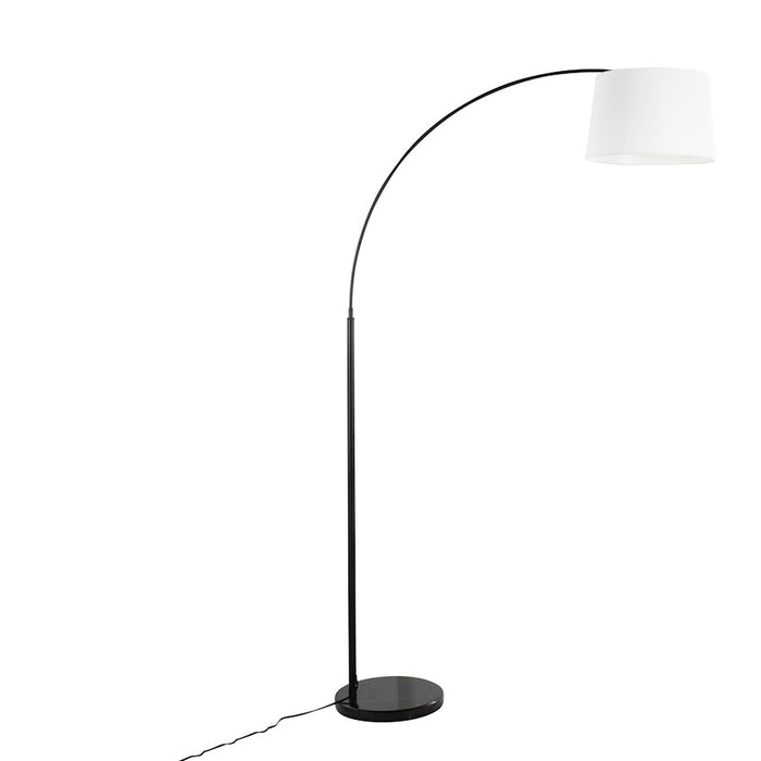 LumiSource March Floor Lamp, Black Marble/Black/White Linen