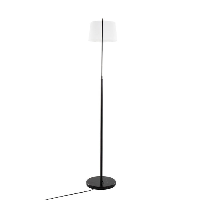 LumiSource March Floor Lamp, Black Marble/Black/White Linen