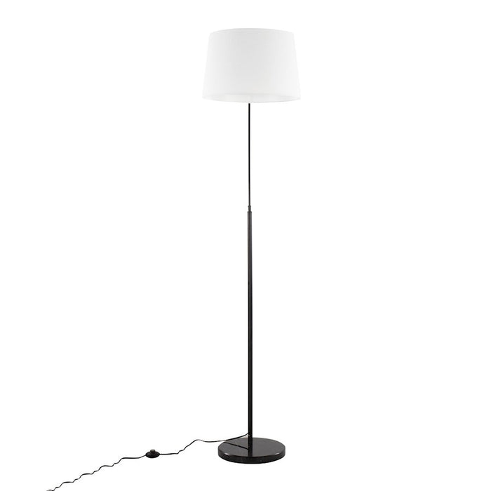 LumiSource March Floor Lamp, Black Marble/Black/White Linen