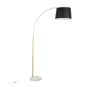 LumiSource March Floor Lamp, White/Antique Brass/Black Linen - LFL-MARCHWMABBK