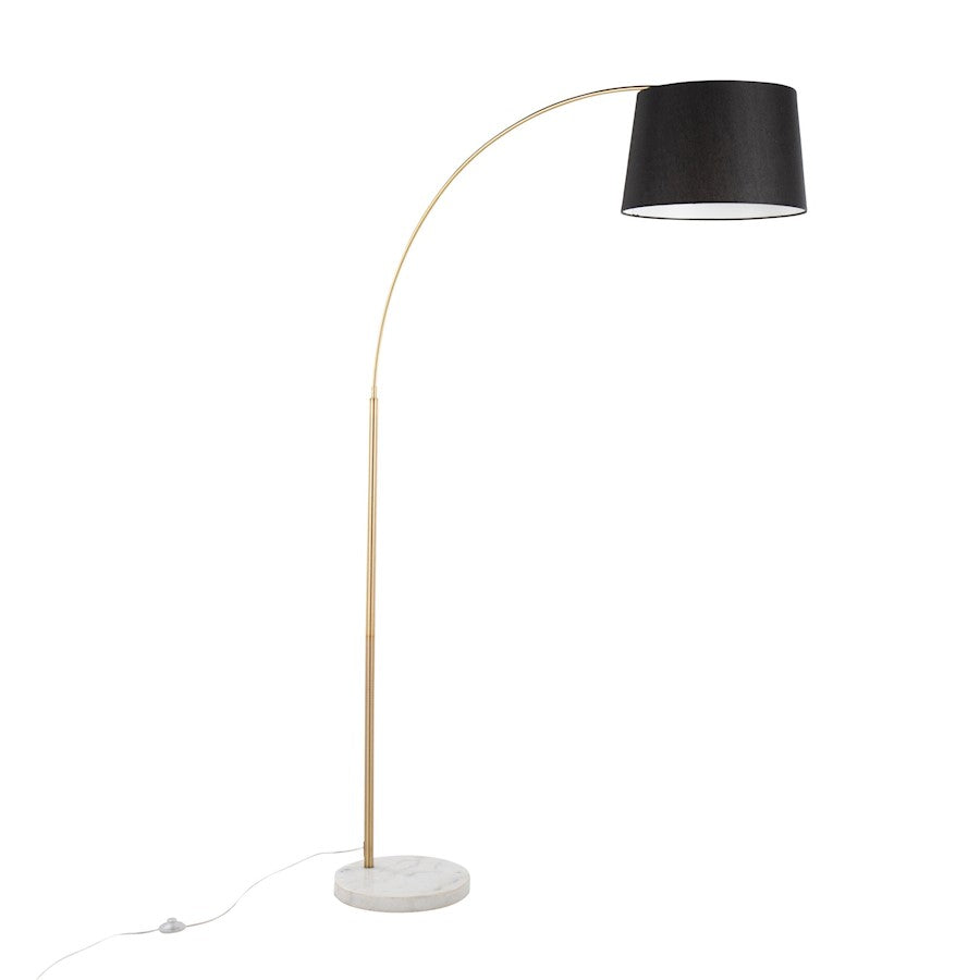LumiSource March Floor Lamp, White/Antique Brass/Black Linen - LFL-MARCHWMABBK