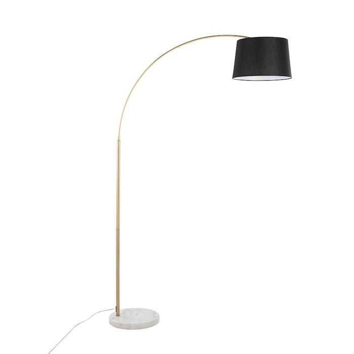 LumiSource March Floor Lamp, White/Antique Brass/Black Linen