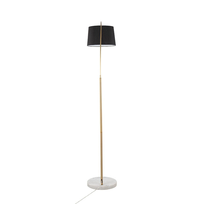 LumiSource March Floor Lamp, White/Antique Brass/Black Linen