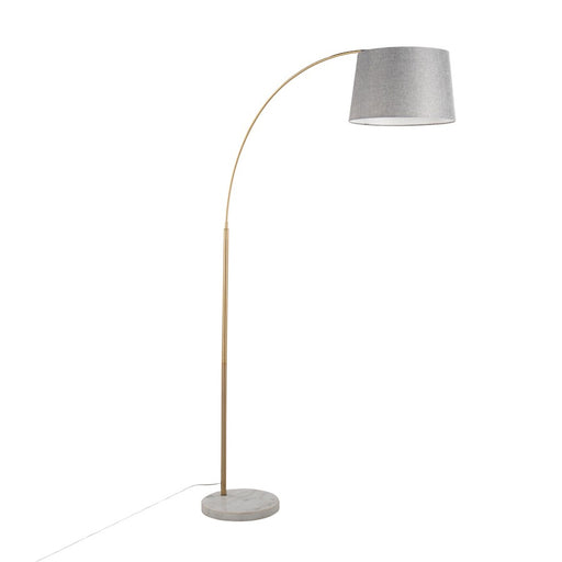 LumiSource March Floor Lamp, White/Antique Brass/Grey Linen - LFL-MARCHWMABGY