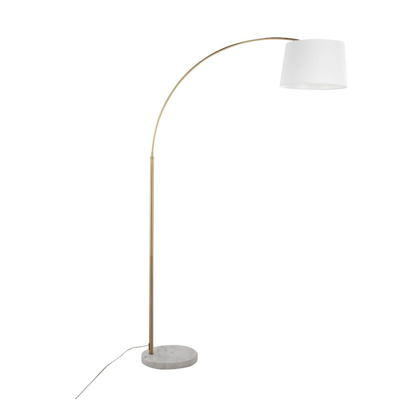 LumiSource March Floor Lamp, White/Antique Brass