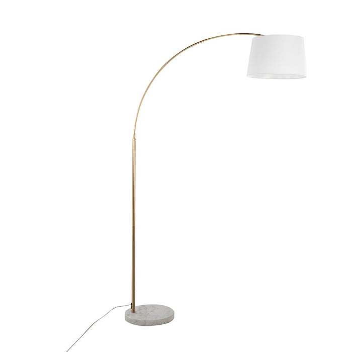 LumiSource March Floor Lamp, White/Antique Brass
