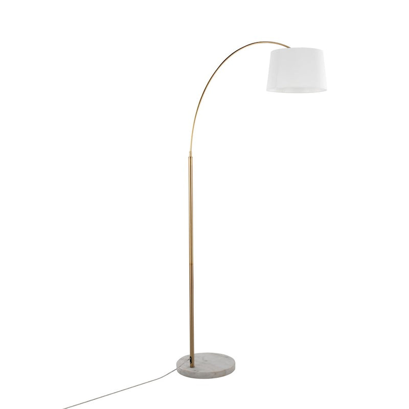 LumiSource March Floor Lamp, White/Antique Brass