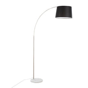 LumiSource March Floor Lamp in White Marble/Nickel/Black Linen - LFL-MARCHWMNIBK