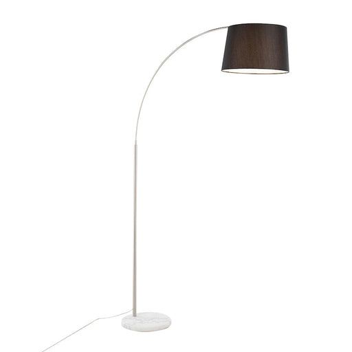 LumiSource March Floor Lamp in White Marble/Nickel/Black Linen