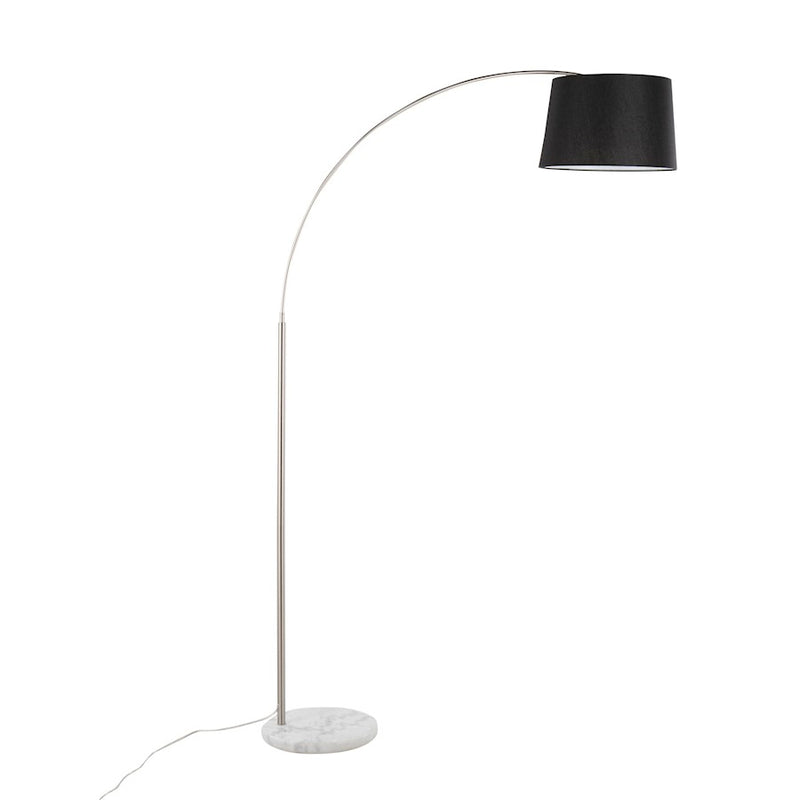 LumiSource March Floor Lamp in White Marble/Nickel/Black Linen