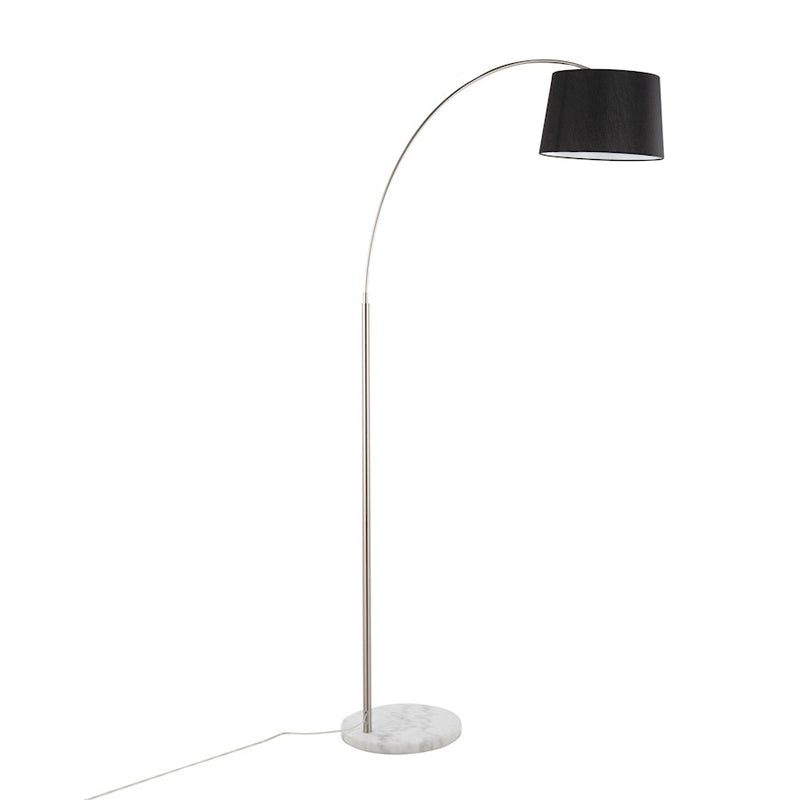 LumiSource March Floor Lamp in White Marble/Nickel/Black Linen