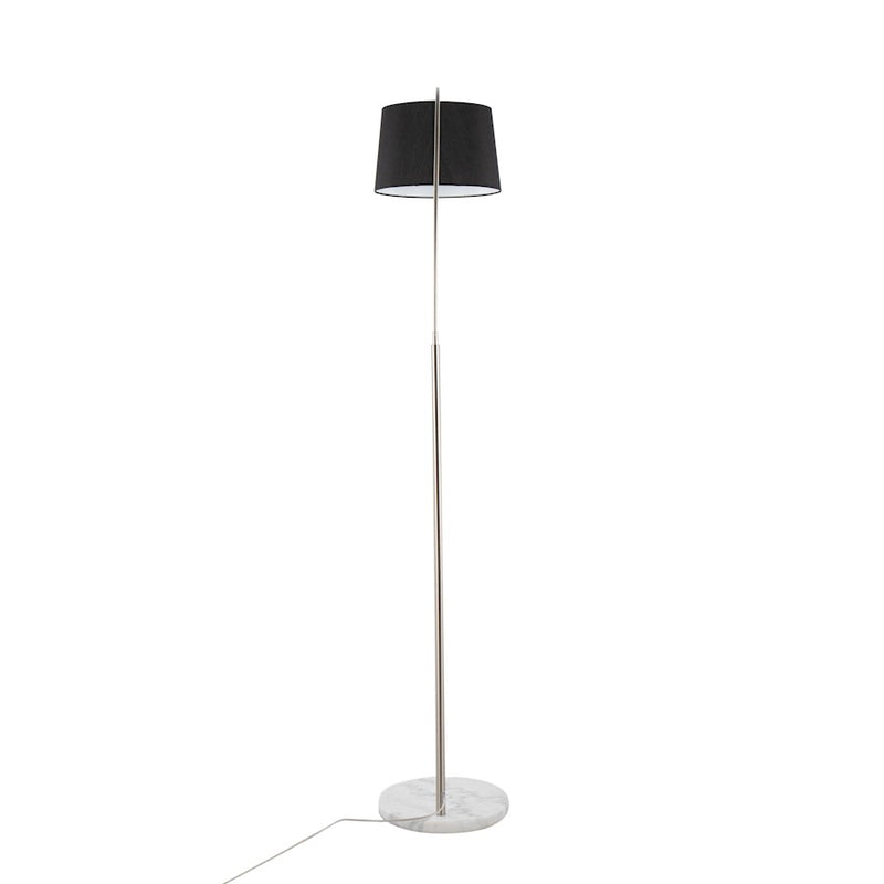 LumiSource March 74in Floor Lamp | Contemporary White Marble, Nickel, Black Linen | Living Room & Bedroom | Model LFL-MARCHWMNIBK