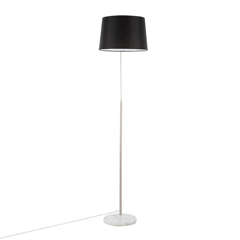 LumiSource March Floor Lamp in White Marble/Nickel/Black Linen