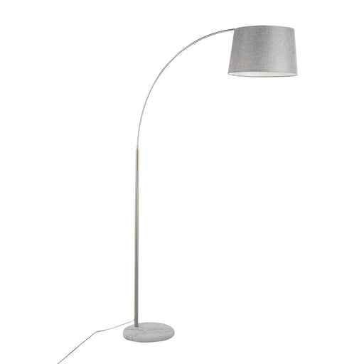 LumiSource March Floor Lamp in White Marble/Nickel/Grey Linen - LFL-MARCHWMNIGY