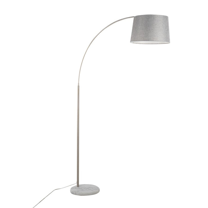 LumiSource March Floor Lamp in White Marble/Nickel/Grey Linen - LFL-MARCHWMNIGY