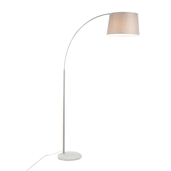LumiSource March Floor Lamp in White Marble/Nickel/Grey Linen