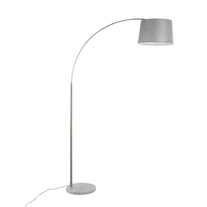 LumiSource March Floor Lamp in White Marble/Nickel/Grey Linen
