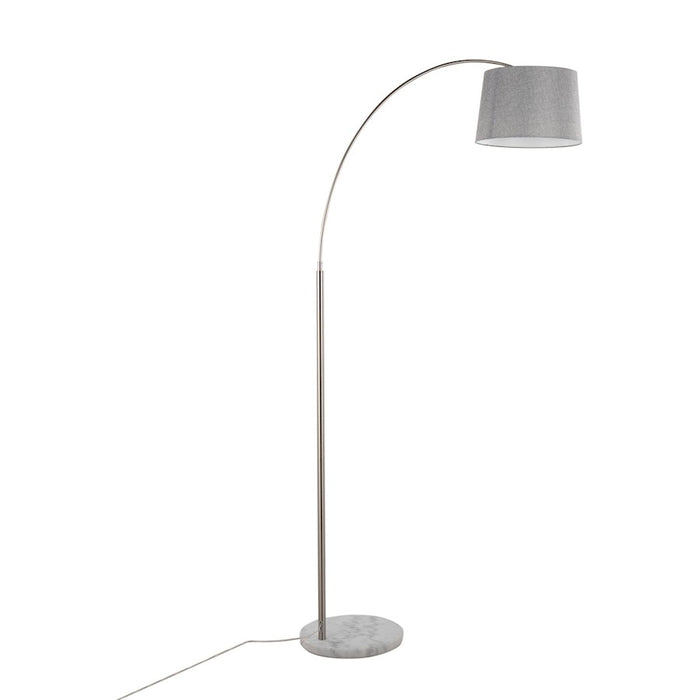 LumiSource March Floor Lamp in White Marble/Nickel/Grey Linen