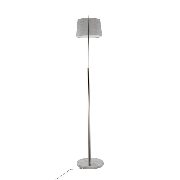 LumiSource March Floor Lamp in White Marble/Nickel/Grey Linen