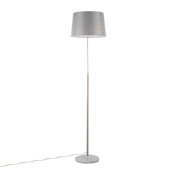 LumiSource March Floor Lamp in White Marble/Nickel/Grey Linen