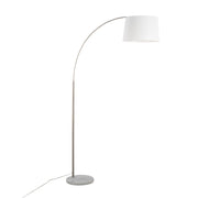 LumiSource March Floor Lamp in White Marble/Nickel/White Linen - LFL-MARCHWMNIW