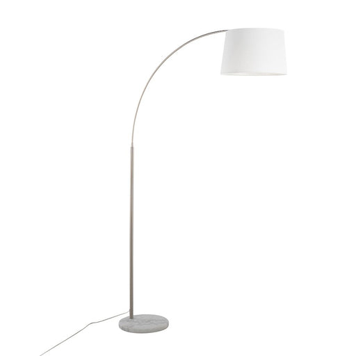 LumiSource March Floor Lamp in White Marble/Nickel/White Linen - LFL-MARCHWMNIW