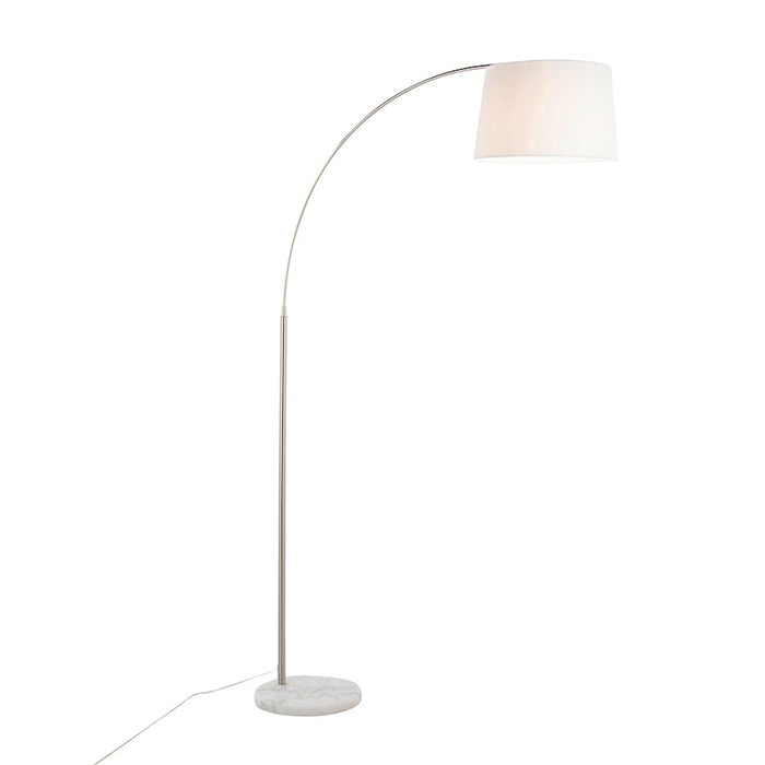 LumiSource March Floor Lamp in White Marble/Nickel/White Linen