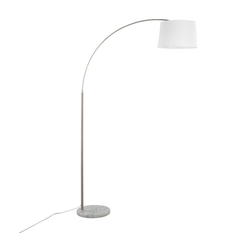 LumiSource March Floor Lamp in White Marble/Nickel/White Linen