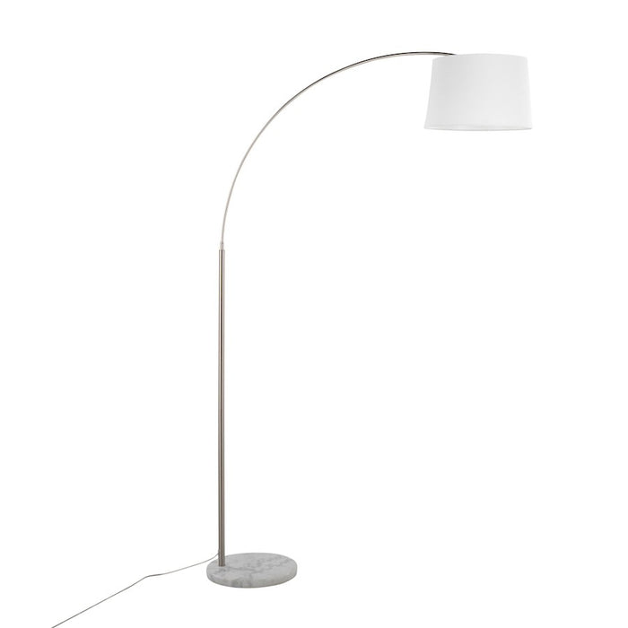LumiSource March Floor Lamp in White Marble/Nickel/White Linen
