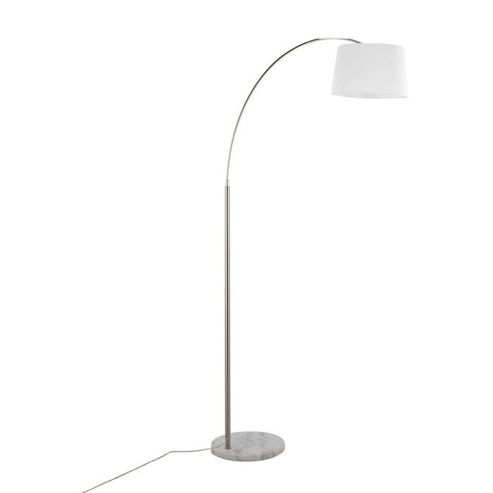 LumiSource March Floor Lamp in White Marble/Nickel/White Linen