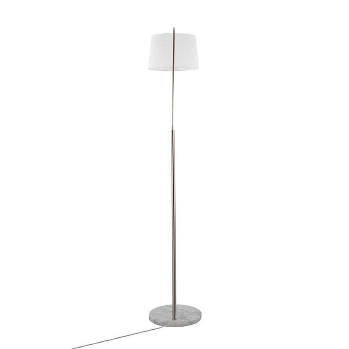 LumiSource March Floor Lamp in White Marble/Nickel/White Linen
