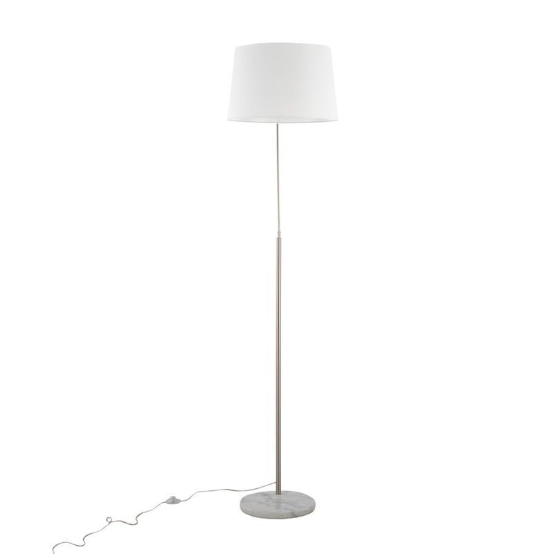 LumiSource March Floor Lamp in White Marble/Nickel/White Linen