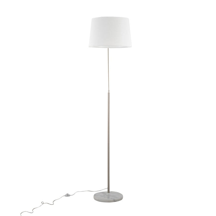 LumiSource March Floor Lamp in White Marble/Nickel/White Linen
