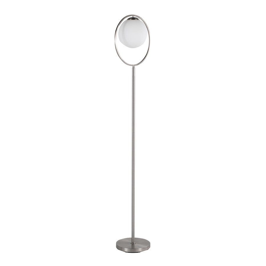 LumiSource Moon Floor Lamp in Nickel/Frosted Glass - LFL-MOONNI