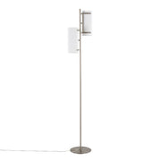 LumiSource Rhonda Floor Lamp in Brushed Nickel/White Shade - LFL-RHONDANIW