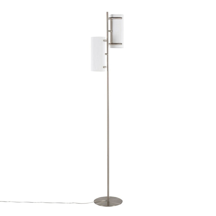 LumiSource Rhonda Floor Lamp in Brushed Nickel/White Shade - LFL-RHONDANIW