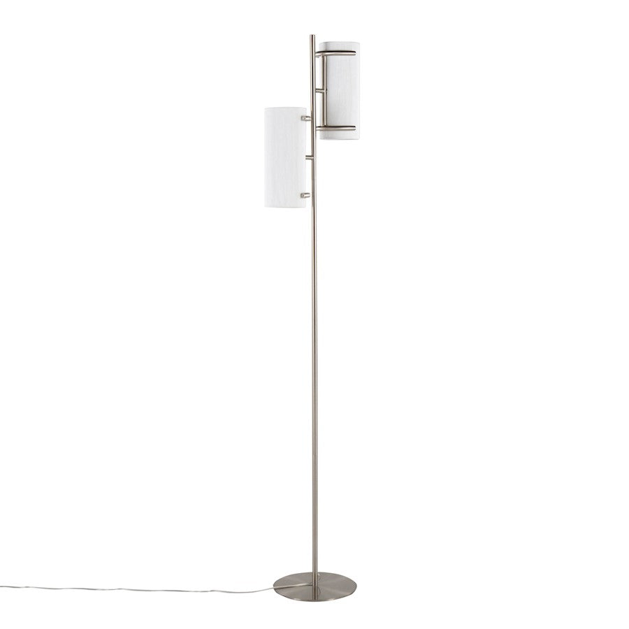 LumiSource Rhonda Floor Lamp in Brushed Nickel/White Shade - LFL-RHONDANIW