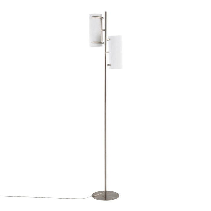 LumiSource Rhonda Floor Lamp in Brushed Nickel/White Shade