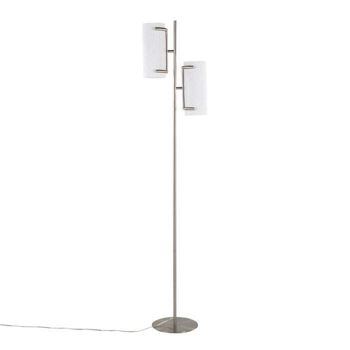 LumiSource Rhonda Floor Lamp in Brushed Nickel/White Shade