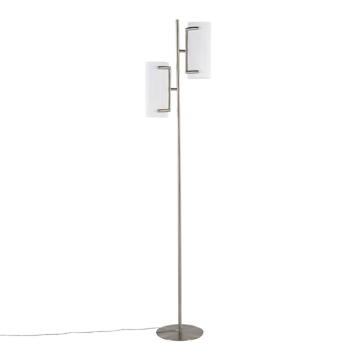 LumiSource Rhonda Floor Lamp in Brushed Nickel/White Shade