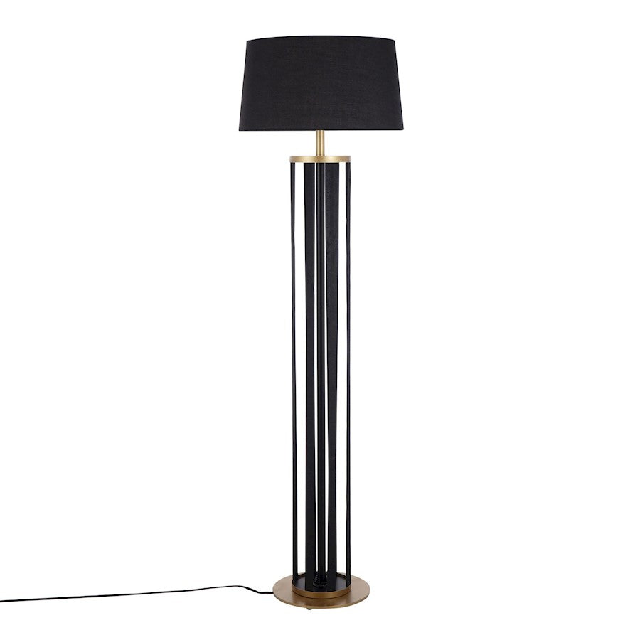 LumiSource Ribbon Floor Lamp, Gold/Black Ribbon/Black Linen - LFL-RIBBONAUBK