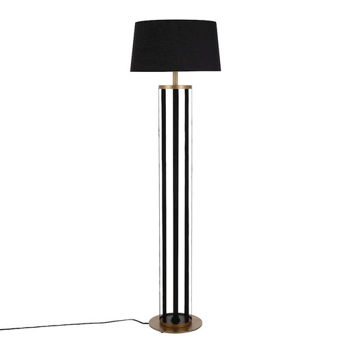 LumiSource Ribbon Floor Lamp, Gold/Black Ribbon/Black Linen