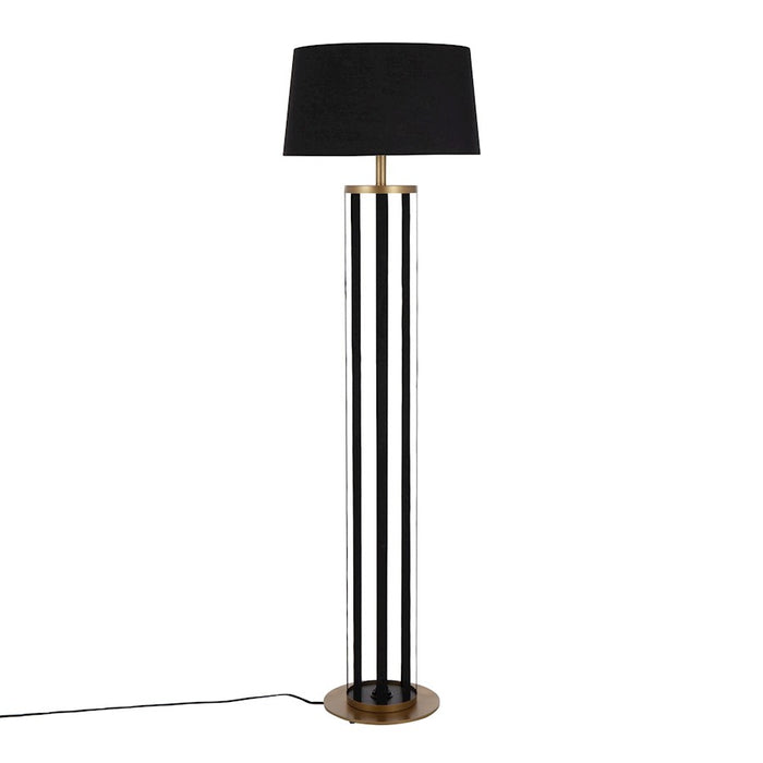 LumiSource Ribbon Floor Lamp, Gold/Black Ribbon/Black Linen
