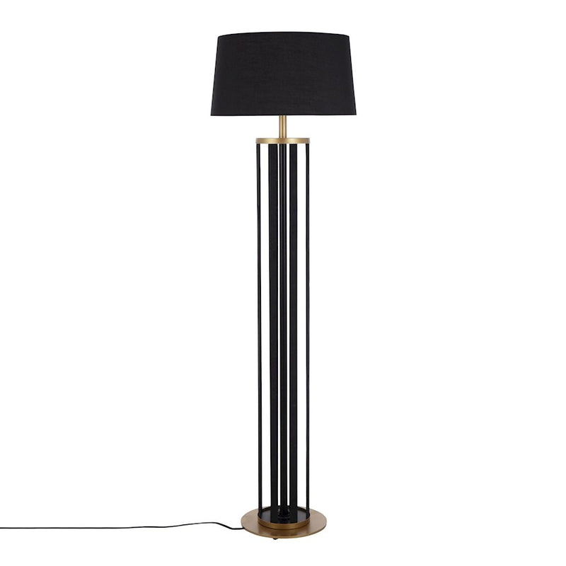 LumiSource Ribbon Floor Lamp, Gold/Black Ribbon/Black Linen
