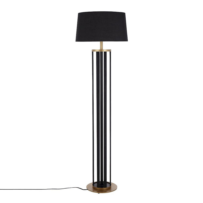 LumiSource Ribbon Floor Lamp, Gold/Black Ribbon/Black Linen